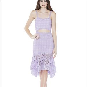 Alice + Olivia Tamika Lace Midi Cutout Handkerchief Dress